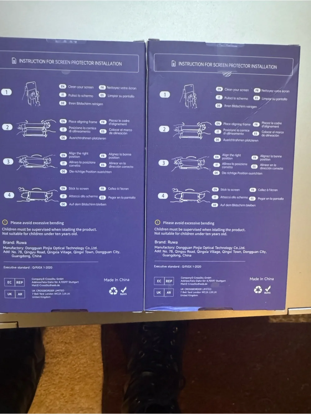 Purple Tempered Glass Screen Protector - Pack of 2